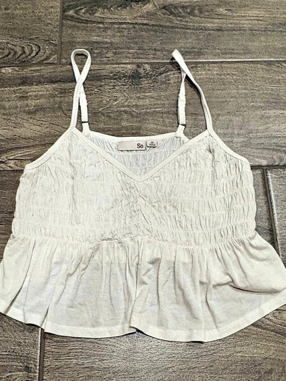 So Smocked Cropped Camisole in White Size Medium
